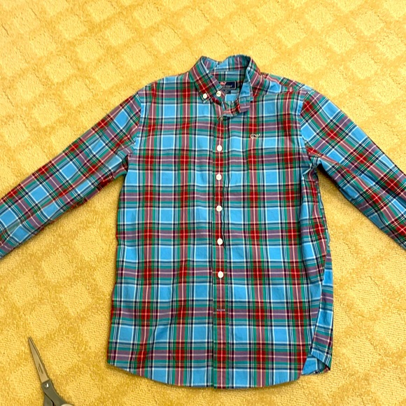 Vineyard Vine boys holiday button down 16 large - Picture 1 of 3